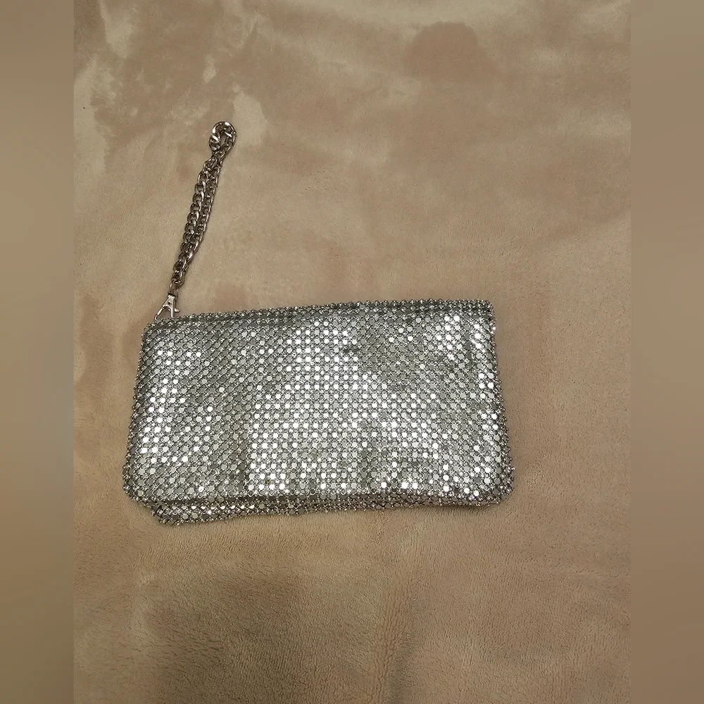 Nordstrom Silver Tones Mesh Clutch wristlet